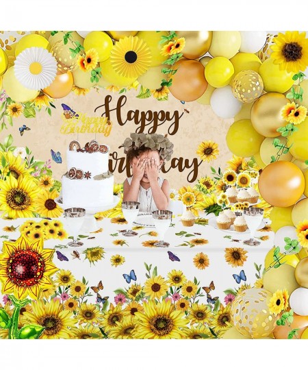 Sunflower Birthday Party Decoration Pack 111 Pcs Baby Shower Party Supplies Wedding Decors (including Sunflower Backdrop Tabl...