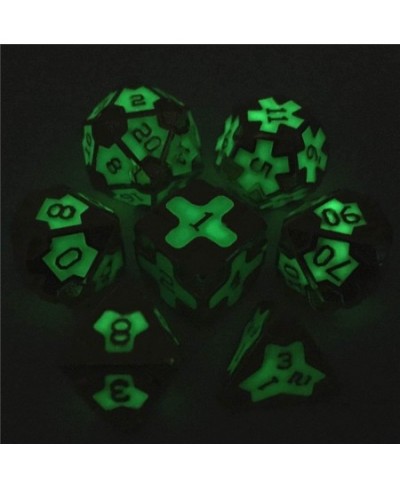 Metal DND Dice Set for Dungeons and Dragons Role Playing Games Tabletop Die (Model B Golden Green Luminous) $26.15 - Game Acc...