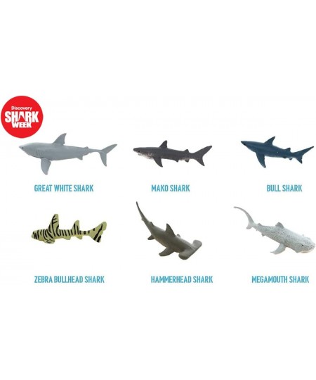 Discovery - 20 Pieces Premium Collectable Shark Toy Playset Great White Shark Mako Hammerhead Goblin and More Hand Painted De...