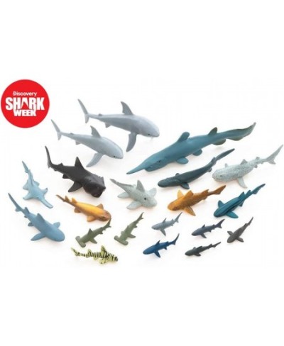 Discovery - 20 Pieces Premium Collectable Shark Toy Playset Great White Shark Mako Hammerhead Goblin and More Hand Painted De...