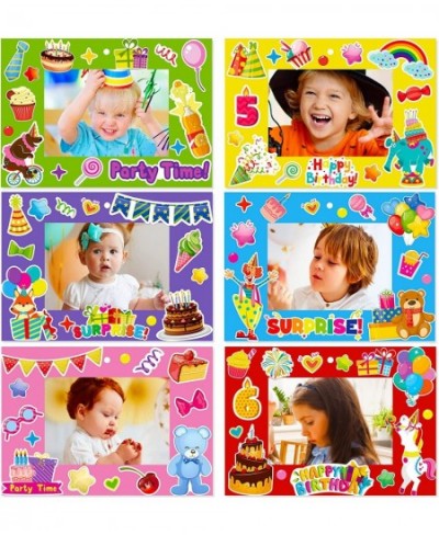 24 Packs Picture Frame Craft Kit for Children Birthday Craft DIY Picture Frame Ornaments with Stickers Birthday Photo Frame D...