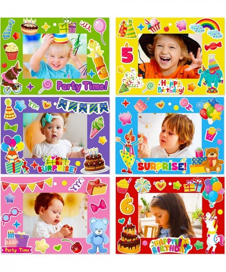 24 Packs Picture Frame Craft Kit for Children Birthday Craft DIY Picture Frame Ornaments with Stickers Birthday Photo Frame D...