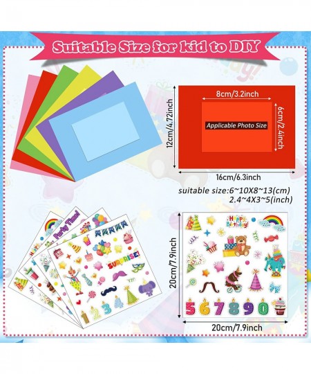 24 Packs Picture Frame Craft Kit for Children Birthday Craft DIY Picture Frame Ornaments with Stickers Birthday Photo Frame D...