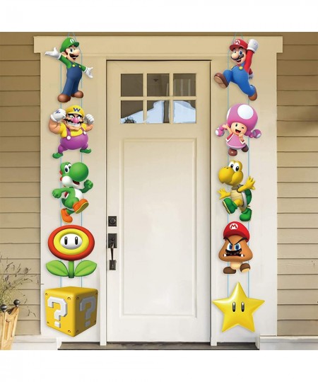 Cartoon Door Sign Banner Designed Door Hanging Banner Porch Sign Banners Welcome Hanging Video Game for Birthday Party Super ...