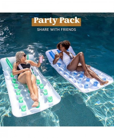 2 Packs Inflatable Pool Lounger Float Rafts with Headrest Swimming Pool Mattress with Pocket for Adults Outdoor Summer Fun Wa...