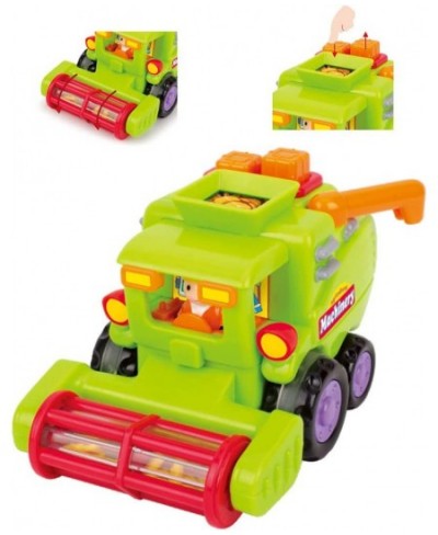 Friction Toy 3 Vehicle Set for Toddlers - Push and Go Toys for Boys & Girls - Cement Mixer Truck / Street Sweeper / Harvester...