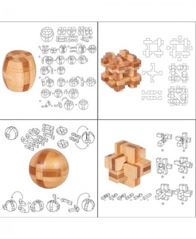 Brain Teaser Puzzle 20Pcs Unlock Interlock Game IQ Test Wooden Toy 3D Unlock Interlock Puzzle Magic Ball Brain Teaser Toy puz...