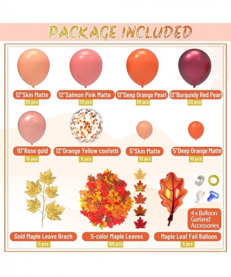 235PCS Thanksgiving Balloon Garland Kit Fall Balloons Arch with Burgundy Red Orange Balloons and Artificial Maple Leaves for ...