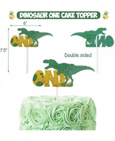 Dinosaur Theme 1st Birthday Decorations Kit Set of 3- One Burlap High Chair Banner- Baby Dino Cake Smash Party Supplies- Glit...