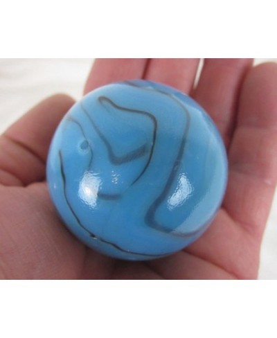 Large 2" (50mm) Brontosaurus Toe Breaker Blue on Blue Swirl Glass Marble w/Stand $18.29 - Dice & Marble Games