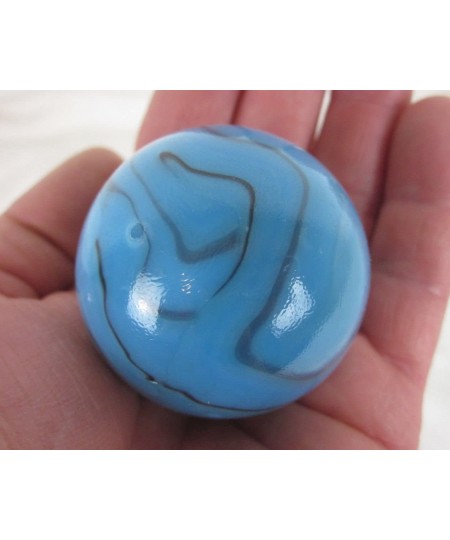 Large 2" (50mm) Brontosaurus Toe Breaker Blue on Blue Swirl Glass Marble w/Stand $18.29 - Dice & Marble Games