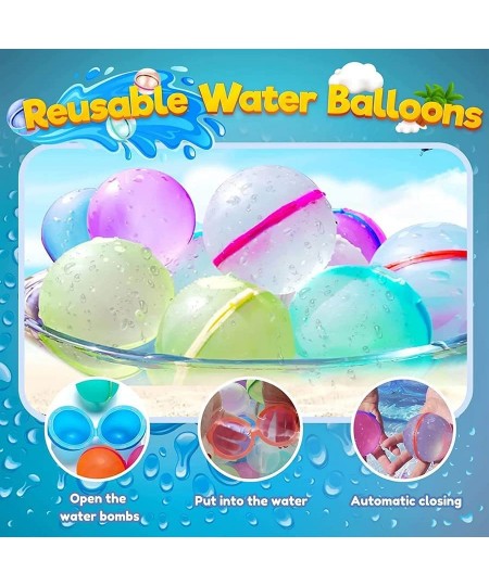 Reusable Water Balloons for Kids Adults 12 PCS Summer Beach Party Water Ball Outdoor Water Toys foar Trampoline Backyard and ...