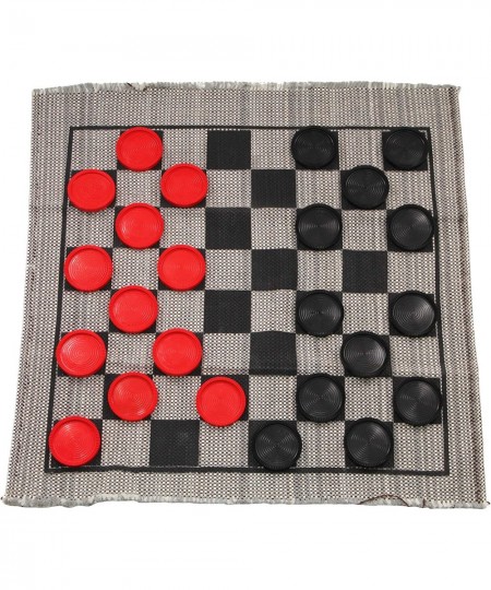 Jumbo Checkers Rug Game 3 Inch Diameter Pieces (12 Red / 12 Black) Machine Washable The Giant Original Classic Family Fun Kid...