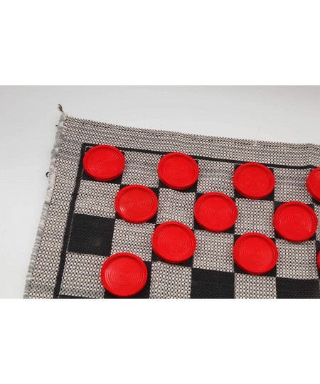 Jumbo Checkers Rug Game 3 Inch Diameter Pieces (12 Red / 12 Black) Machine Washable The Giant Original Classic Family Fun Kid...