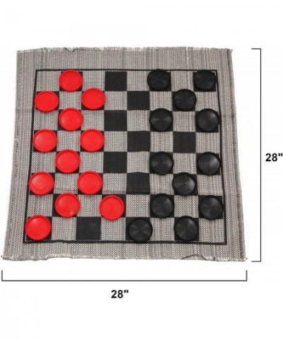 Jumbo Checkers Rug Game 3 Inch Diameter Pieces (12 Red / 12 Black) Machine Washable The Giant Original Classic Family Fun Kid...