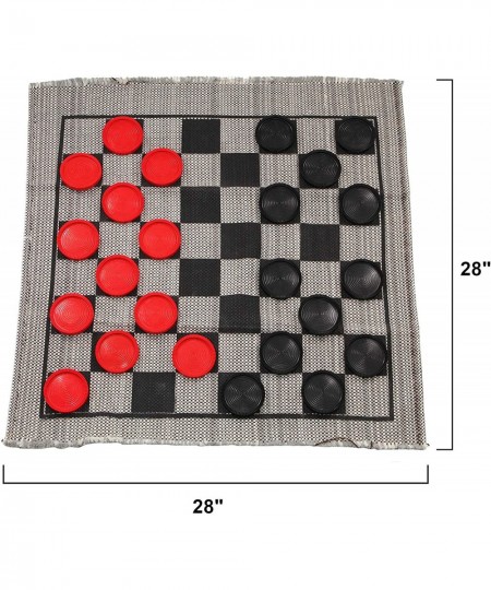 Jumbo Checkers Rug Game 3 Inch Diameter Pieces (12 Red / 12 Black) Machine Washable The Giant Original Classic Family Fun Kid...