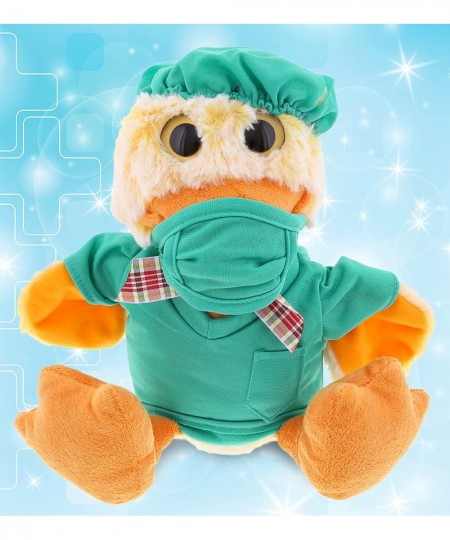 Sitting Duck Doctor Plush Toy - Super Soft Yellow Duck Doctor Stuffed Animal Dress Up with Cute Scrub Uniform & Cap Outfit - ...