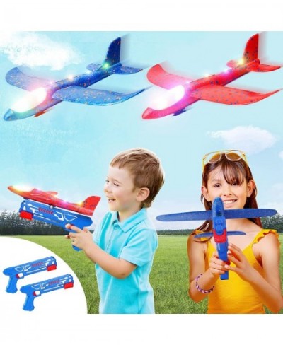 4 Pack Airplane Toy with Launcher Kids Outdoor Toys 2 Flight Mode Glider Catapult Foam Airplane Toy 2 Launcher for Kids Flyin...