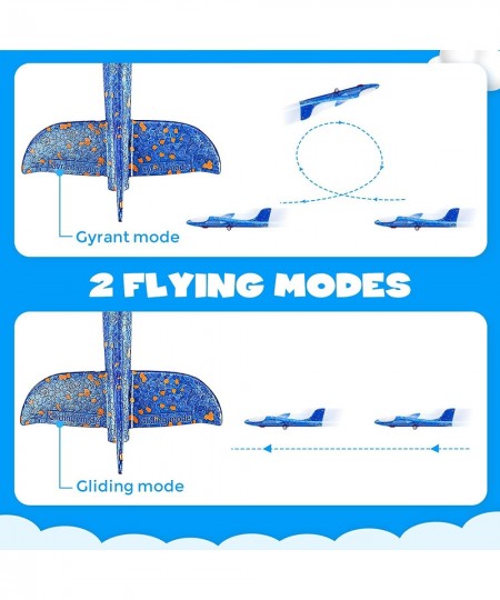 4 Pack Airplane Toy with Launcher Kids Outdoor Toys 2 Flight Mode Glider Catapult Foam Airplane Toy 2 Launcher for Kids Flyin...