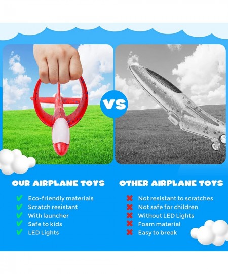 4 Pack Airplane Toy with Launcher Kids Outdoor Toys 2 Flight Mode Glider Catapult Foam Airplane Toy 2 Launcher for Kids Flyin...