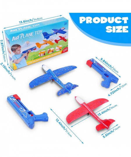 4 Pack Airplane Toy with Launcher Kids Outdoor Toys 2 Flight Mode Glider Catapult Foam Airplane Toy 2 Launcher for Kids Flyin...