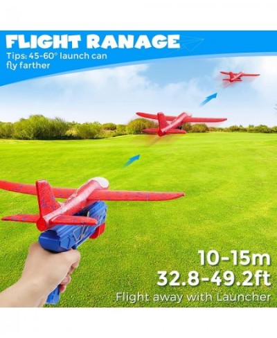 4 Pack Airplane Toy with Launcher Kids Outdoor Toys 2 Flight Mode Glider Catapult Foam Airplane Toy 2 Launcher for Kids Flyin...