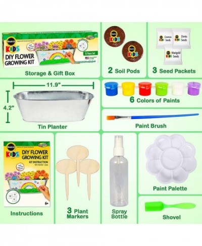 Miracle GRO My First Flower Growing Kit - Indoor Kids Garden Set w/ 3 Flower Seeds Planter Paint Soil - Birthday Gifts for Bo...