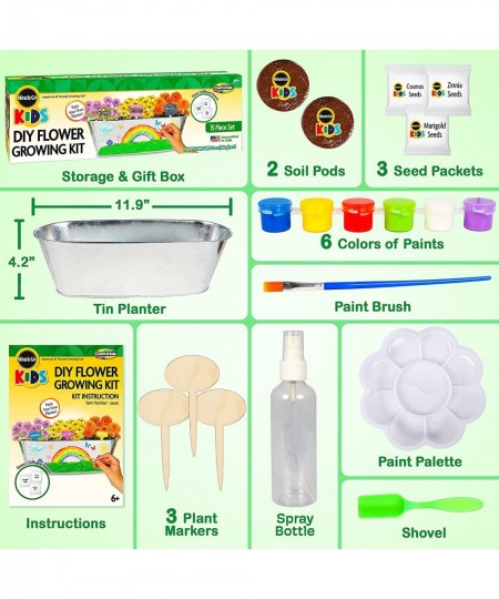 Miracle GRO My First Flower Growing Kit - Indoor Kids Garden Set w/ 3 Flower Seeds Planter Paint Soil - Birthday Gifts for Bo...