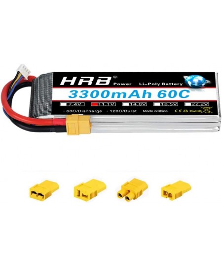 3S 11.1V 3300mAh 60C Lipo Battery with XT60 Connector Compatible with RC Airplane RC Helicopter RC Car RC Truck RC Boat (EC3/...