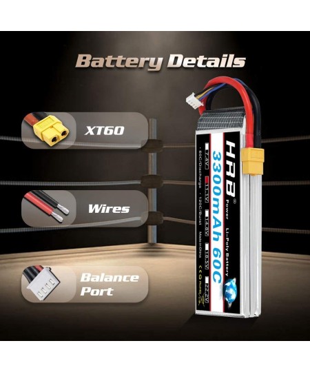 3S 11.1V 3300mAh 60C Lipo Battery with XT60 Connector Compatible with RC Airplane RC Helicopter RC Car RC Truck RC Boat (EC3/...