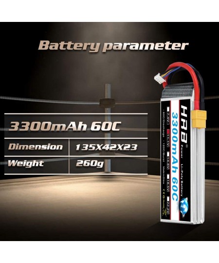 3S 11.1V 3300mAh 60C Lipo Battery with XT60 Connector Compatible with RC Airplane RC Helicopter RC Car RC Truck RC Boat (EC3/...