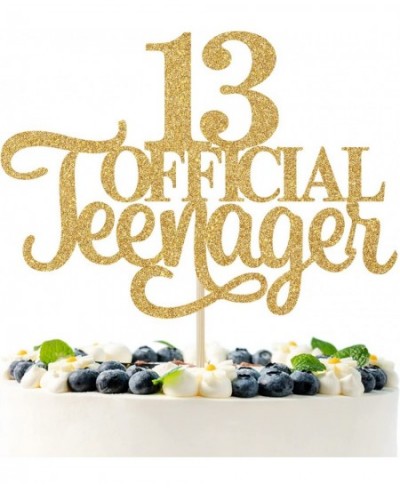 Gold Glitter 13 Official Teenager Cake Topper Official 13 Teenager/Cheers to 13 Years/Level 13 Unlocked Happy 13th Birthday C...