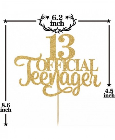 Gold Glitter 13 Official Teenager Cake Topper Official 13 Teenager/Cheers to 13 Years/Level 13 Unlocked Happy 13th Birthday C...