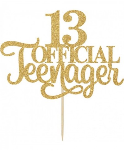 Gold Glitter 13 Official Teenager Cake Topper Official 13 Teenager/Cheers to 13 Years/Level 13 Unlocked Happy 13th Birthday C...