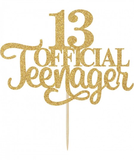 Gold Glitter 13 Official Teenager Cake Topper Official 13 Teenager/Cheers to 13 Years/Level 13 Unlocked Happy 13th Birthday C...