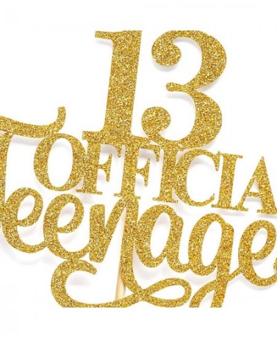 Gold Glitter 13 Official Teenager Cake Topper Official 13 Teenager/Cheers to 13 Years/Level 13 Unlocked Happy 13th Birthday C...