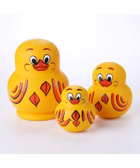 10 Pcs Wooden Yellow Duck Handmade Russian Nesting Dolls Toys Cute Lovely Animal Matryoshka Stacking Dolls Home Decor Educati...