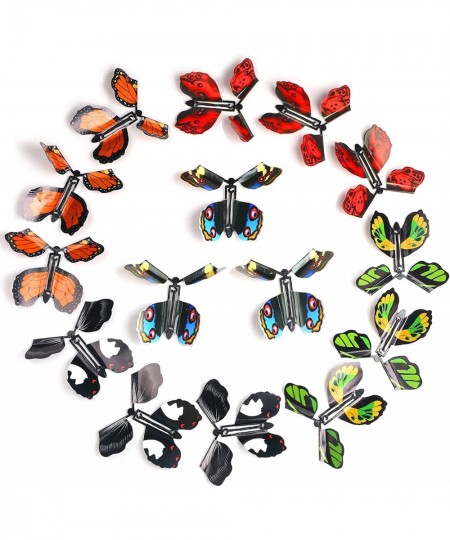 15 Pieces Magic Flying Butterfly Flying Fairy Toys Rubber Band Powered Butterfly Wind up Butterfly Toy for Christmas Wedding ...