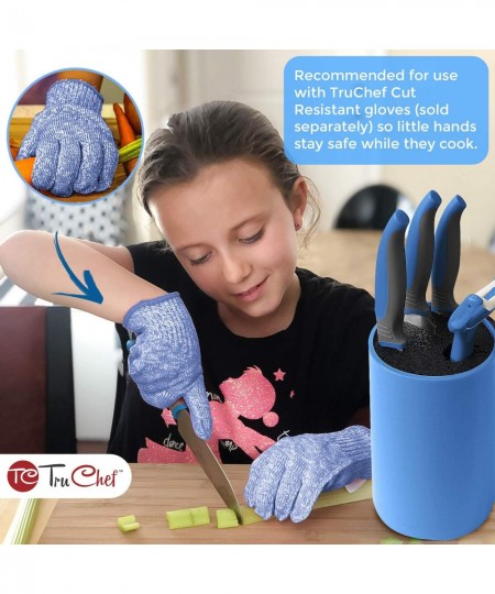 Kids Knife Set For Cooking – 5 Piece Kids Cook Set in Blue – Kids Cooking Supplies with Kids Chef Knife Kids Paring Knife Kid...