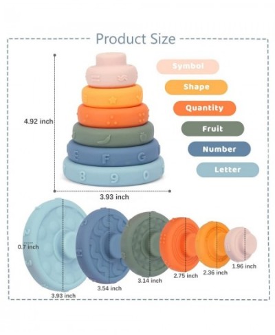 Soft Silicone Stacking Blocks for Toddlers Stacking Rings Baby Toys Montessori Toys for Babies Baby Teething Toys for Newborn...