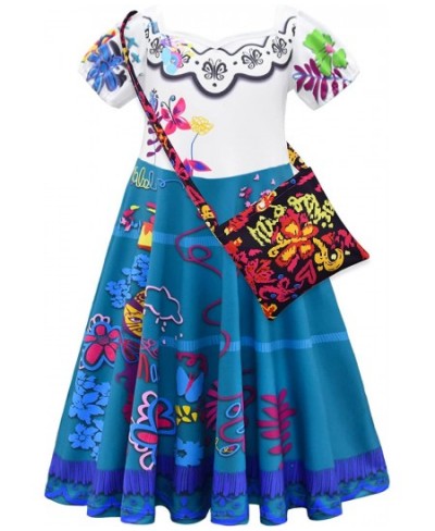 Printed Mirabel Costumes for Girls Halloween Dress Up Fashion Long Dresses with Bag $22.64 - Kids' Costumes