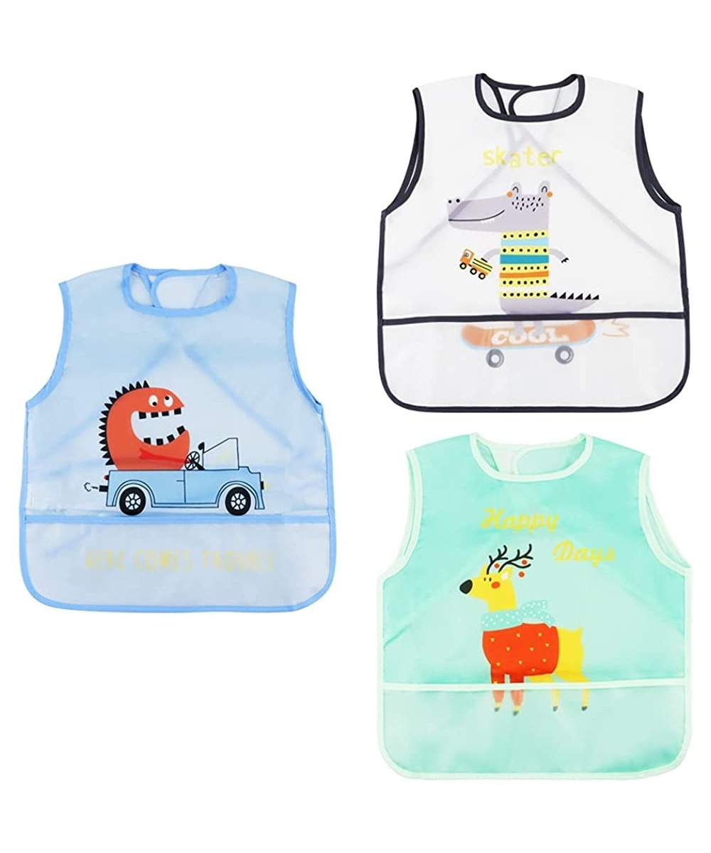 3 Pieces Kids Art Aprons Smocks for Painting Sleeveless Painting Aprons for boys Girls Long Section Waterproof baby Artist Ap...