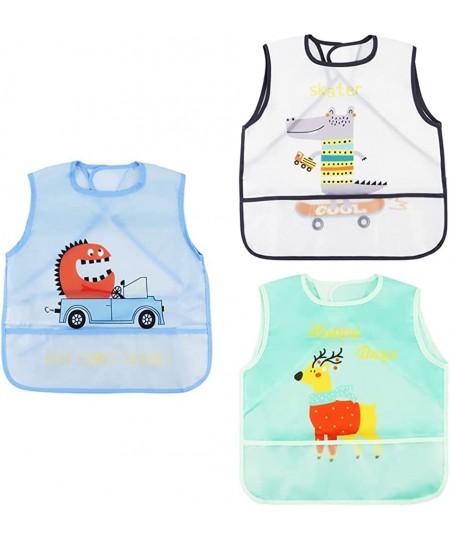 3 Pieces Kids Art Aprons Smocks for Painting Sleeveless Painting Aprons for boys Girls Long Section Waterproof baby Artist Ap...