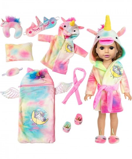 14.5 Inch Girl Doll Clothes and Sleeping Bag Set -14 to 14.5 Inch Doll Unicorn Nightgown with Matching Shoes Pillow & Eye Mas...