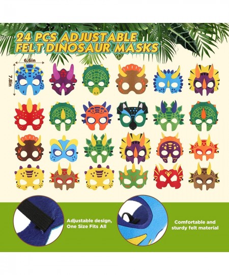 48 Pcs Kids Dinosaur Felt Masks Slap Bracelets Party Favors Set Dinosaur Birthday Party Supplies Decorations Carnival Prizes ...