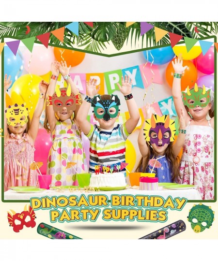 48 Pcs Kids Dinosaur Felt Masks Slap Bracelets Party Favors Set Dinosaur Birthday Party Supplies Decorations Carnival Prizes ...