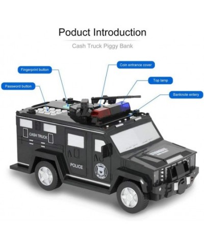 Piggy Bank Armored Car Bank Cash Coin Can ATM Bank with Light Electronic Money Bank Toy Car Great Birthday Gifts for Kids Bla...