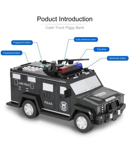 Piggy Bank Armored Car Bank Cash Coin Can ATM Bank with Light Electronic Money Bank Toy Car Great Birthday Gifts for Kids Bla...