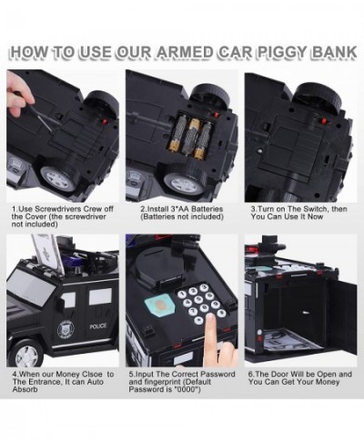 Piggy Bank Armored Car Bank Cash Coin Can ATM Bank with Light Electronic Money Bank Toy Car Great Birthday Gifts for Kids Bla...