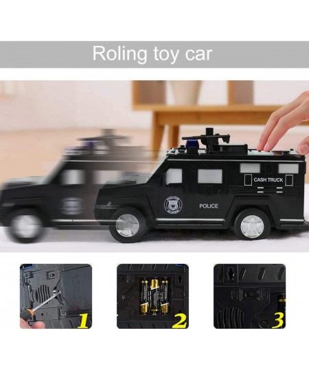 Piggy Bank Armored Car Bank Cash Coin Can ATM Bank with Light Electronic Money Bank Toy Car Great Birthday Gifts for Kids Bla...